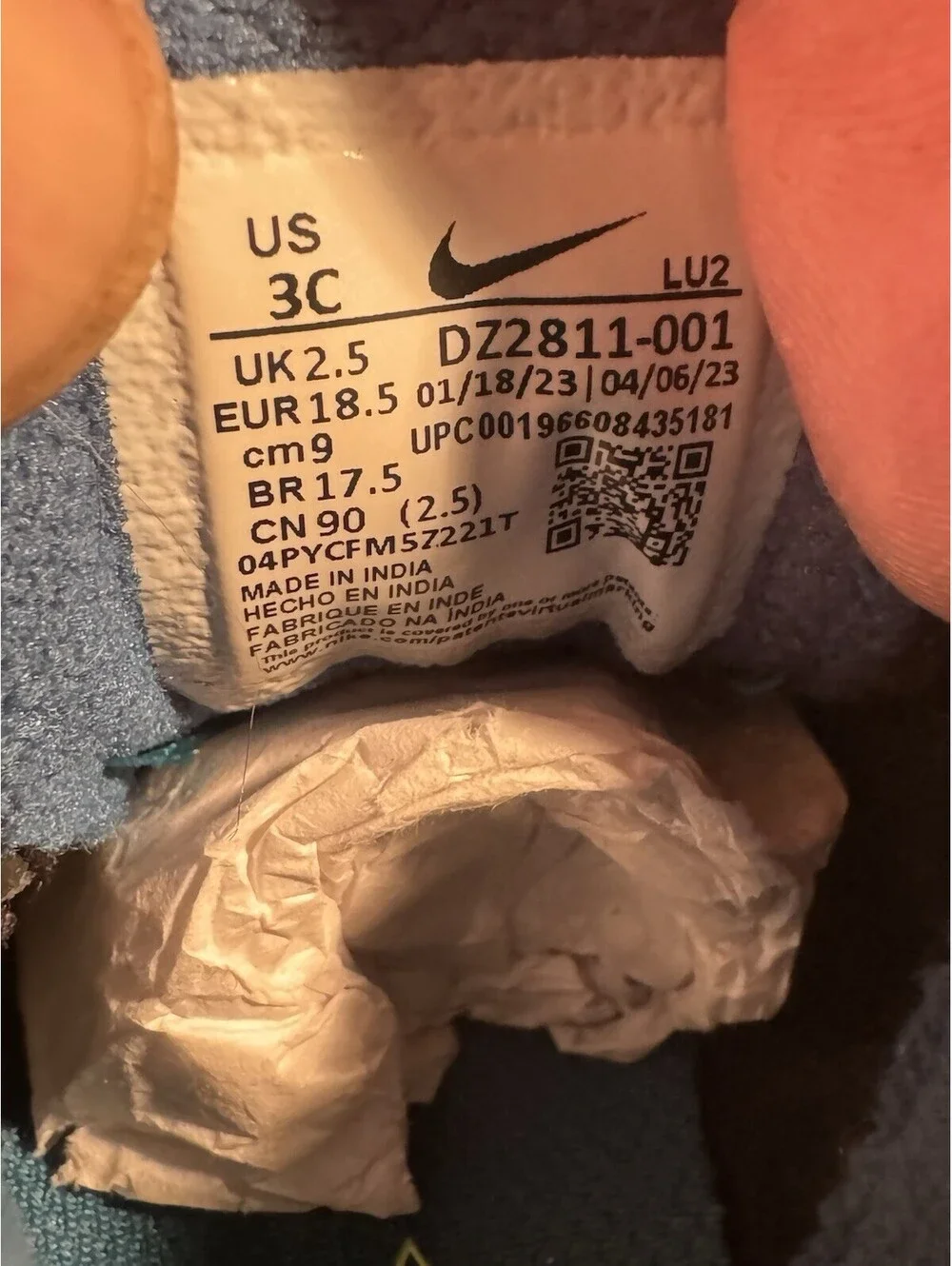Nike Air More Uptempo (BT) Size 3c DZ2811-001